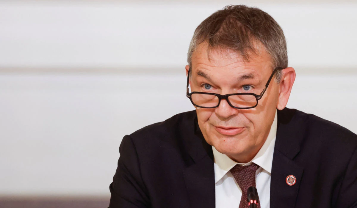 Commissioner general of UNRWA Philippe Lazzarini speaks during an international humanitary conference for civilians in Gaza, at the Elysee Presidential Palace, in Paris, on November 9, 2023. (AFP)
