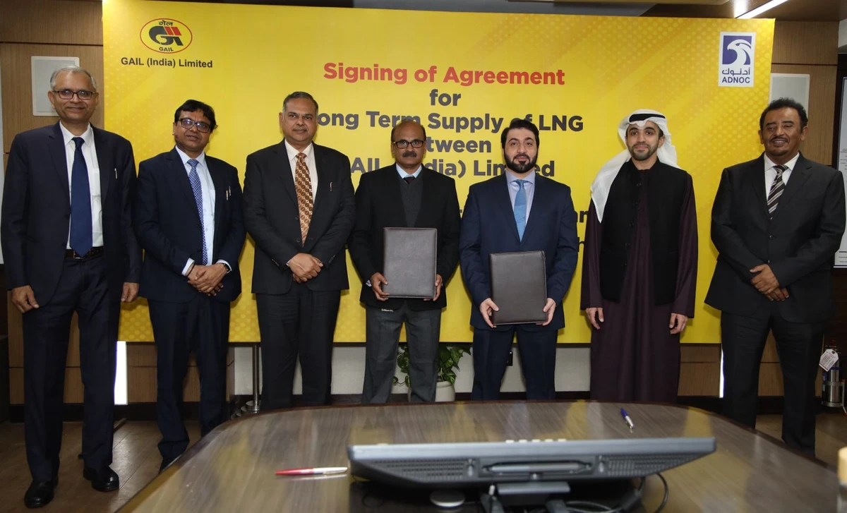 The 10-year agreement will see the subsidiary of Abu Dhabi National Oil Co. providing India's leading natural gas company with 0.5 million metric tonnes of LNG per annum. Supplied