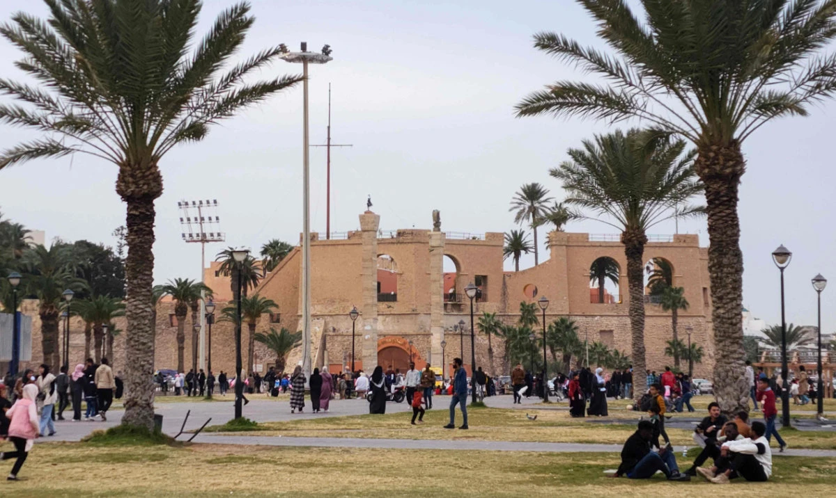 People gather in Tripoli's Martyrs square on January 19, 2024. (AFP)