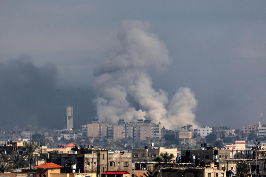 Smoke billows over Rafah in the southern Gaza Strip during Israeli bombardment on January 29, 2024, amid ongoing battles between Israel and the Palestinian militant group Hamas. (AFP)