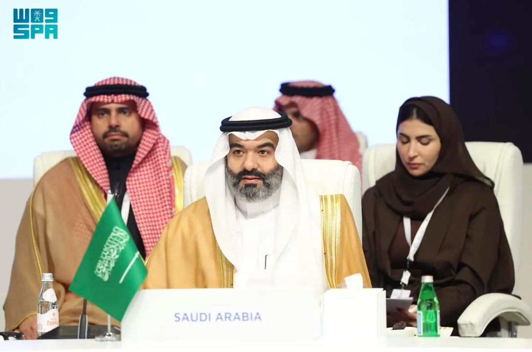 Saudi Minister of Communications and Information Technology Abdullah Al-Swaha speaking during the Third General Assembly of the Digital Cooperation Organization. SPA