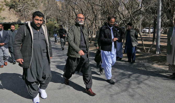 Nawabzada Hajji Lashkari Raisani (center), a former senator and a candidate from NA-263 Quetta, is pictured during an election campaign in Quetta, Pakistan, on January 22, 2024. (AN photo)