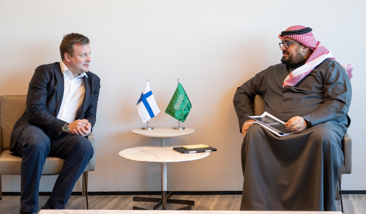 Faisal Al-Ibrahim holds talks with Ville Skinnari in Riyadh. (Supplied)