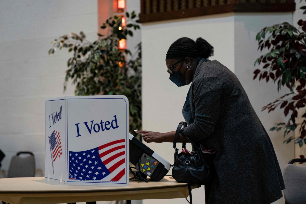 A person votes at a polling location in February 3, 2024, in West Columbia, South Carolina during the state's Democratic Primary. (AFP)