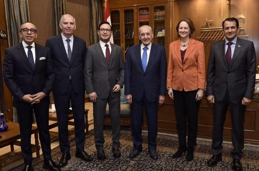 An Egyptian delegation headed by Alaa Moussa, the country’s ambassador to Lebanon, recently participated in a meeting of a five-nation group — also including France, Saudi Arabia, the US, and Qatar. (Egypt State Information Service)