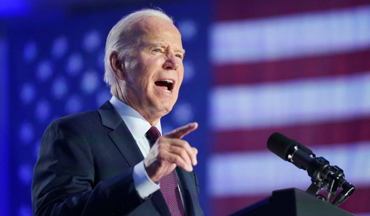 US President Joe Biden holds a campaign rally ahead of the state's Democratic presidential primary, in Las Vegas, Nevada, US., February 4, 2024. (REUTERS)
