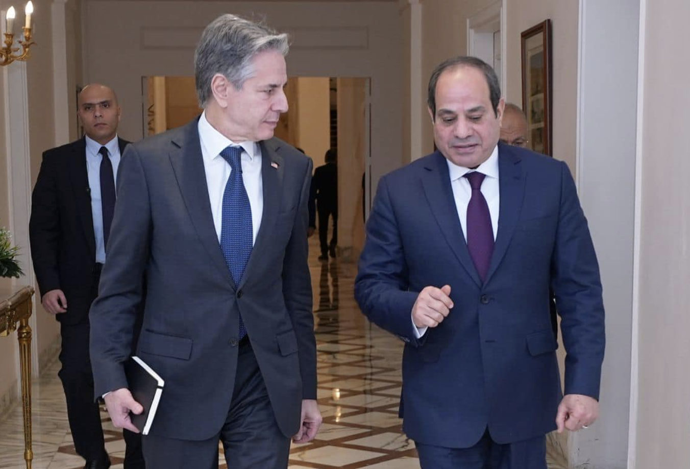 Egypt’s President Abdel Fattah El-Sisi receives US Secretary of State Antony Blinken on Tuesday. (Spokesman for the Egyptian Presidency)