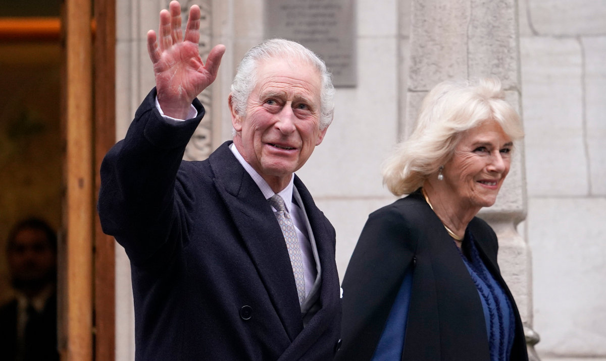 Britain’s King Charles III and Queen Camilla leave The London Clinic in central London on Jan. 29. (File/AP)