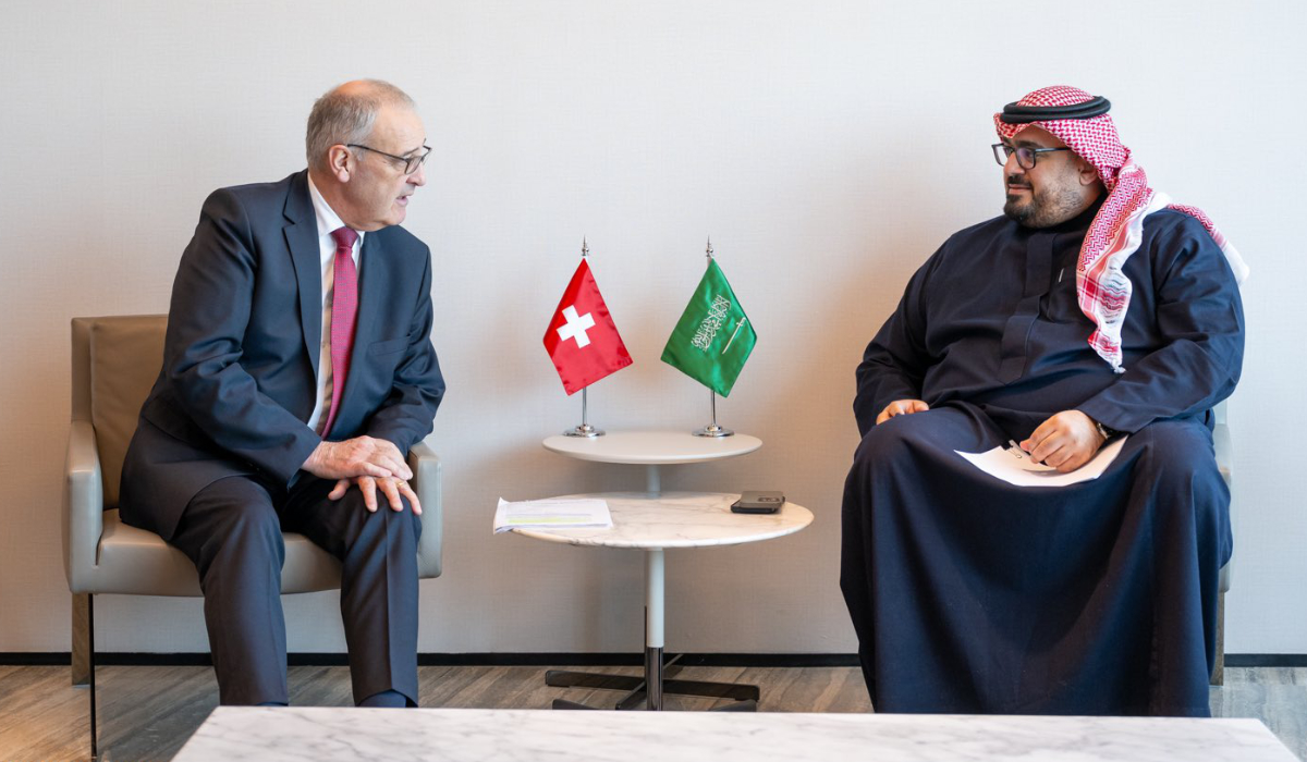 Faisal Al-Ibrahim holds talks with Guy Parmelin in Riyadh. (Supplied)