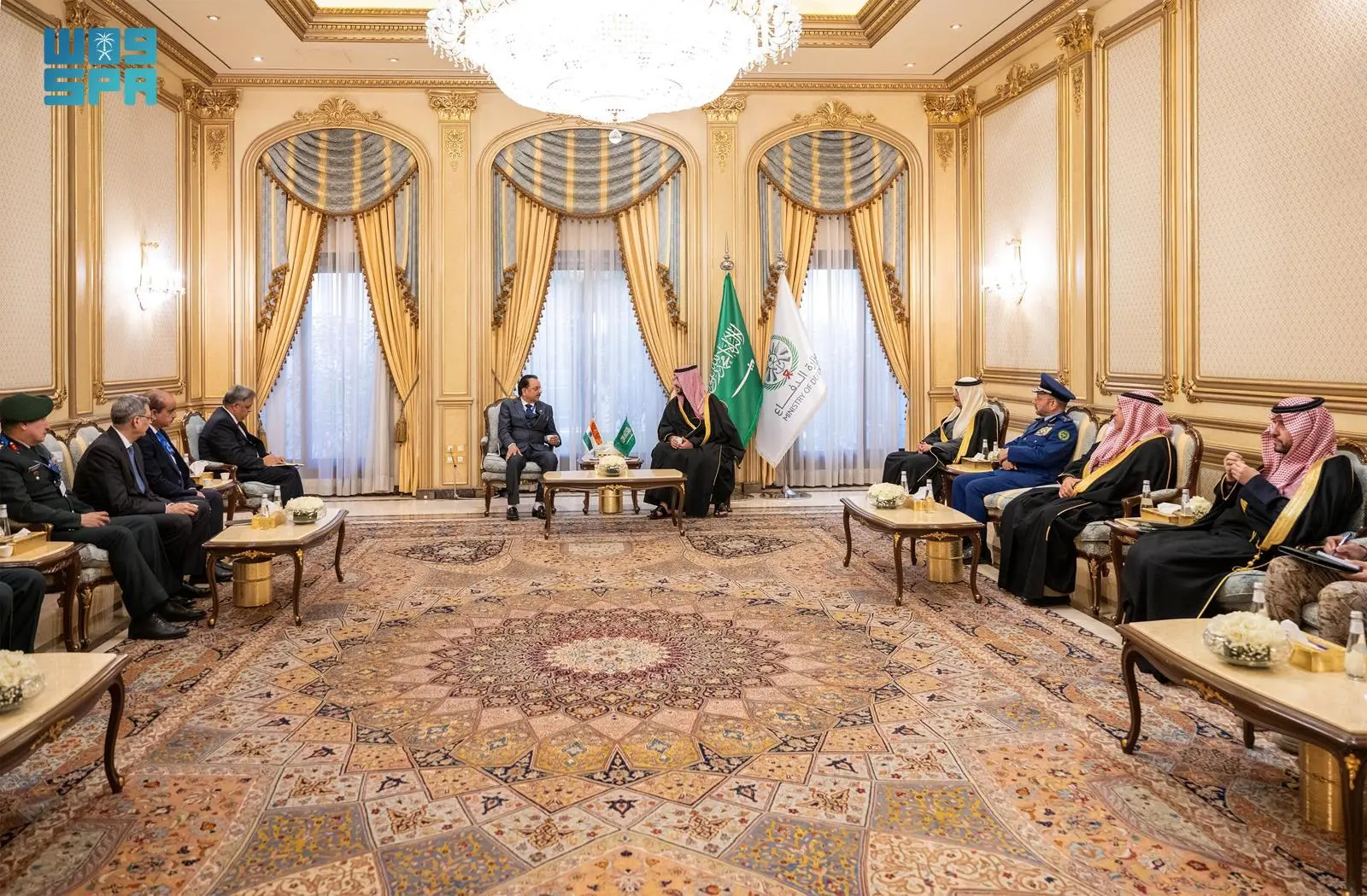 Saudi Minister of Defense Prince Khalid bin Salman met Indian Minister of State for Defense and Tourism Ajay Bhatt in Riyadh. (SPA)