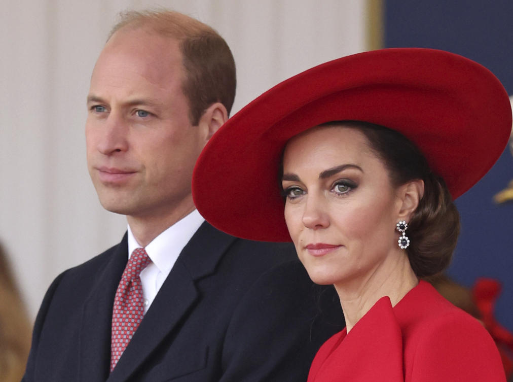 Britain’s Prince William and Kate, Princess of Wales, attend a ceremonial welcome for the President and the First Lady of the Republic of Korea at Horse Guards Parade in London, England on Nov. 21, 2023. (AP/File)
