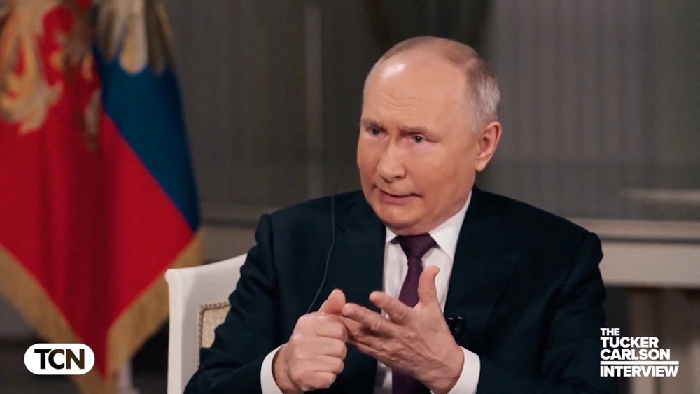 President Vladimir Putin. (Tucker Carlson Network/Reuters)