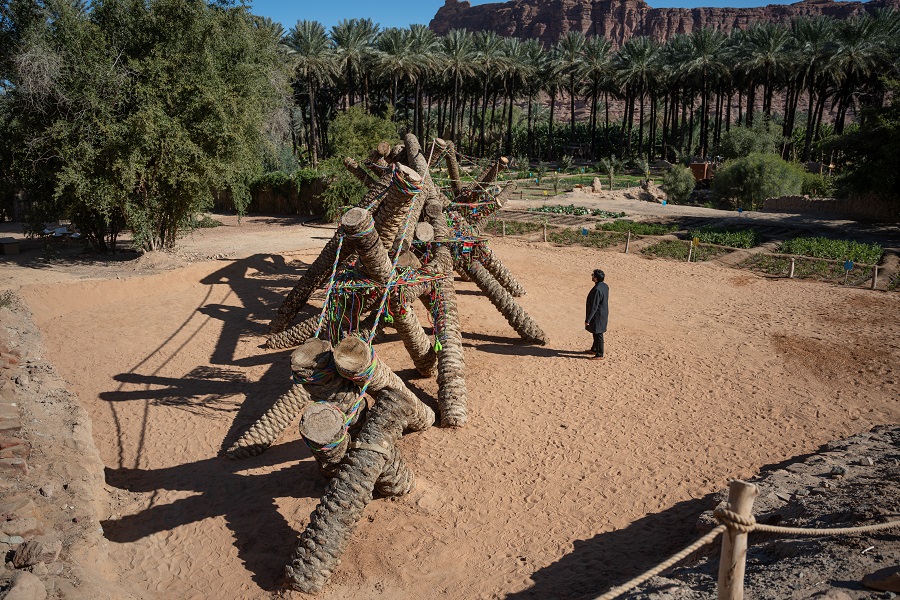 The Ithra Art Prize-winning artwork “Palms in Eternal Embrace” was unveiled in Saudi Arabia’s AlUla. (Supplied)