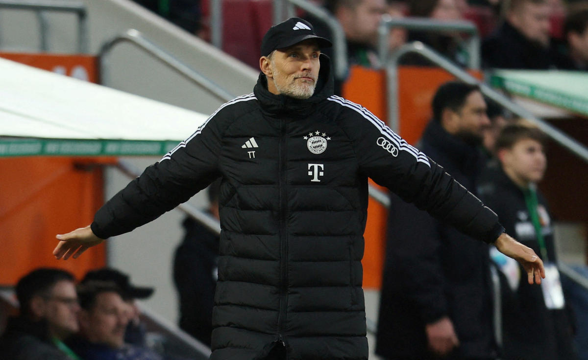 Bayern Munich coach Thomas Tuchel reacts during their Bundesliga match against FC Augsburg at WWK Arena, Augsburg, on Jan. 27, 2024. (Reuters)