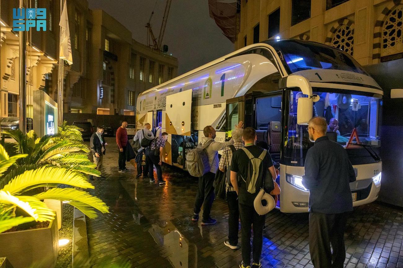 The second group of beneficiaries of the Custodian of the Two Holy Mosques’ Guests Program for Hajj and Umrah leave Makkah for their home countries. (SPA)