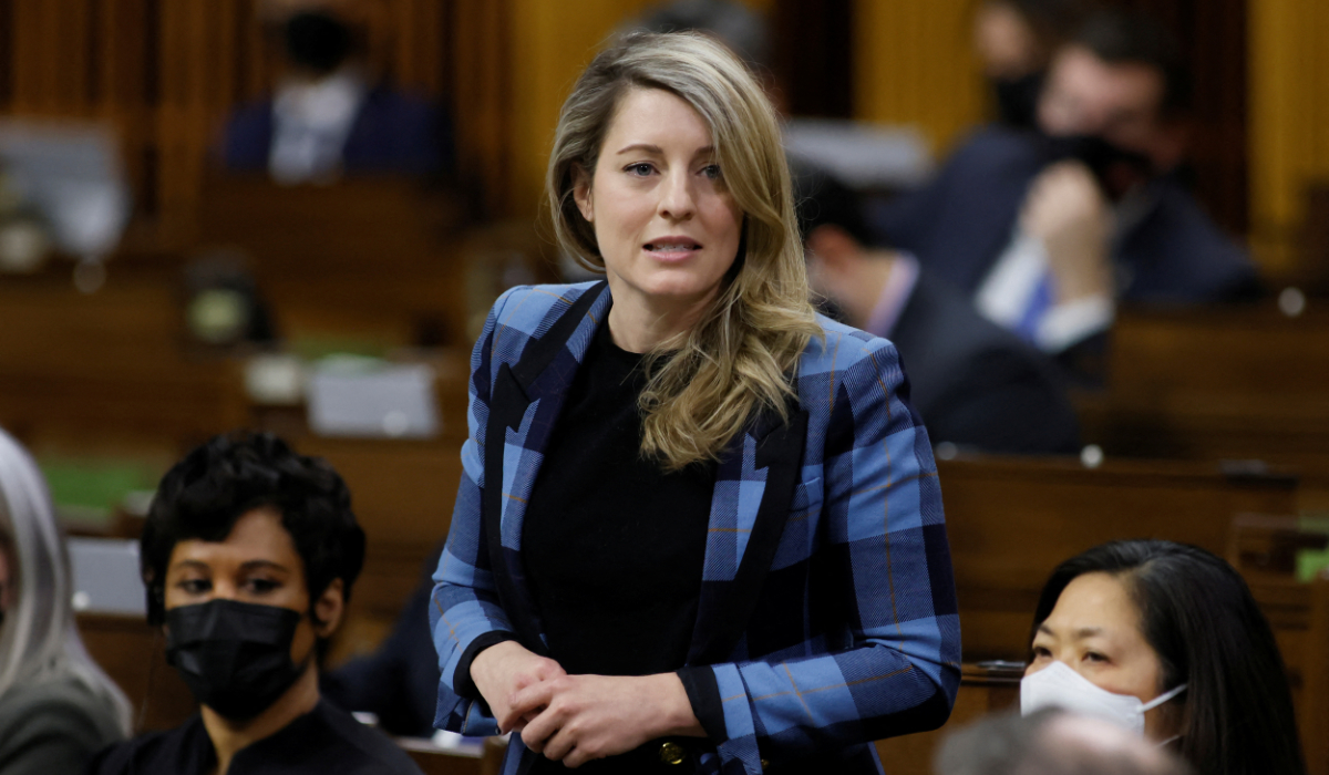 Canada's Minister of Foreign Affairs Melanie Joly speaks during Question Period in the House of Commons on Parliament Hill in Ottawa, Ontario, Canada February 14, 2022. (REUTERS)