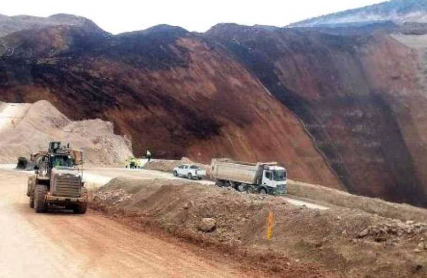 This handout photograph taken and released on February 13, 2024 by Turkish news agency DHA shows a view of an area following a substantial landslide affecting a large area around the gold mine in the Ilic district of Erzincan. (AFP)