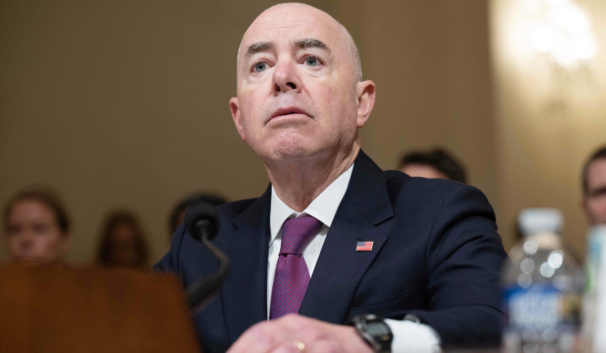 Homeland Security Secretary Alejandro Mayorkas testifies during a House Committee on Homeland Security Hearing on Worldwide Threats to the Homeland on Capitol Hill in Washington, DC, November 15, 2023. (AFP)