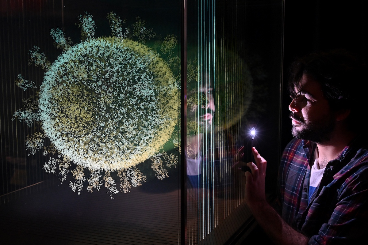"Injecting Hope: The race for a COVID-19 vaccine" exhibition at the Science Museum in London. (File/AFP)