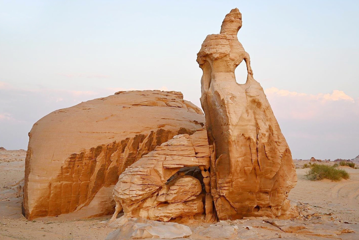 Al-Arousa rock formation is commonly thought to resemble a woman standing tall, wearing a dress. (SPA)