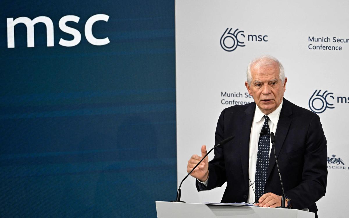 The European Union's High Representative for Foreign Affairs and Security Policy Josep Borrell opens a panel discussion at the 60th Munich Security Conference (MSC) in Munich, southern Germany. (AFP)