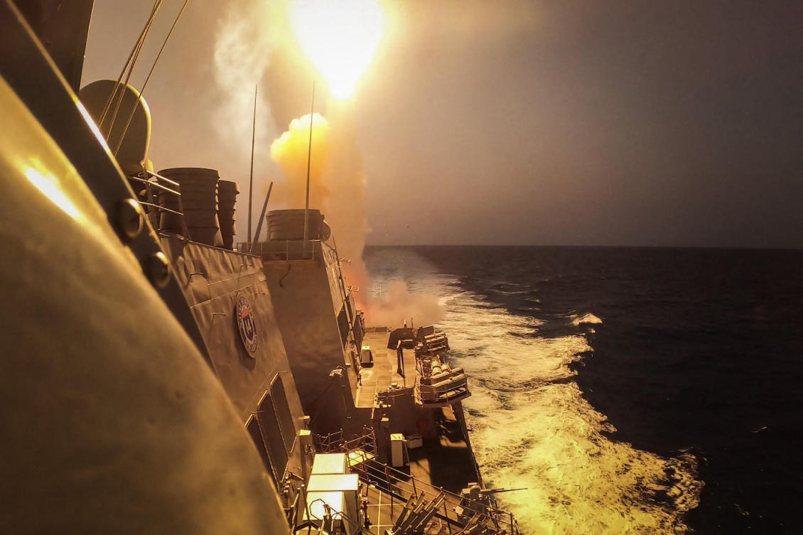 US forces in the Red Sea have “successfully conducted five self-defense strikes” to foil Houthi attacks by land and sea. (File/AFP)