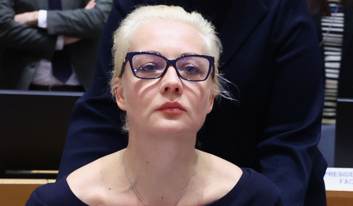 Leading Kremlin critic Alexei Navalny's widow Yulia Navalnaya takes part in a meeting of European Union Foreign Ministers in Brussels, Belgium, on February 19, 2024. (AFP)
