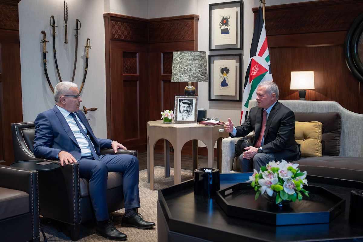 Jordan’s King Abdullah and Ibrahim Boughali, president of Algeria’s People’s National Assembly. (File/AFP)
