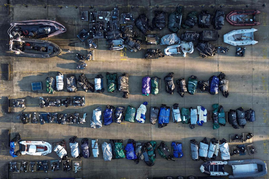 German police assisted by French and Belgian authorities have rolled up “one of the largest migrant smuggling networks” operating in the Channel, arresting 19 suspects in the international operation, Europol said Feb. 22, 2024. (AFP)