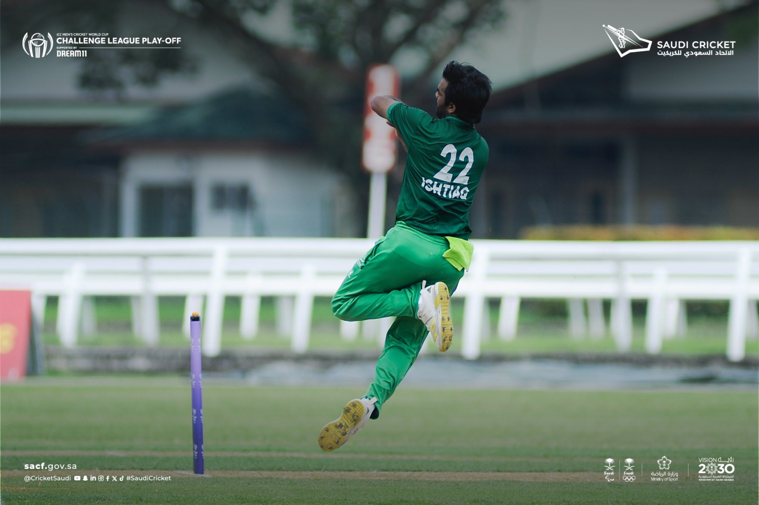 Saudi Arabia suffered their first defeat of 2024 on Friday as they fell to Italy in a weather-affected match in the ICC Cricket World Cup Challenge League playoff in Kuala Lumpur. (X/@cricketsaudi)
