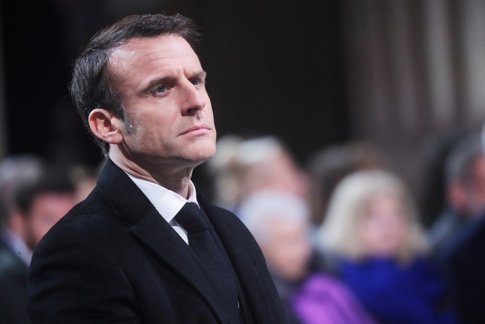 French President Emmanuel Macron attends the national tribute to the Armenian communist resistance fighter Missak Manouchian and his comrades at the Pantheon in Paris, France.