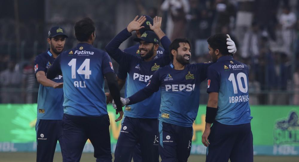 Table-topping Multan Sultans (pictured) rounded off their home leg of the Pakistan Super League by handing Quetta Gladiators a first defeat on Sunday. (X/@MultanSultans)