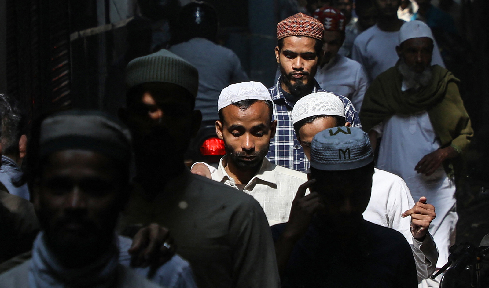 Muslim devotees make their way to the Gyanvapi mosque to offer Friday afternoon prayers in Varanasi, India, on February 02, 2024. (AFP/File)