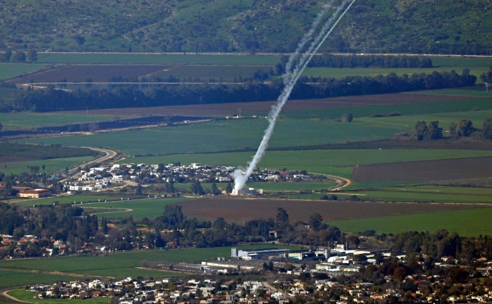Israel’s Iron Dome missile defense system intercepts rockets fired from Lebanon, over northern Israel, Feb. 28, 2024. (AFP)