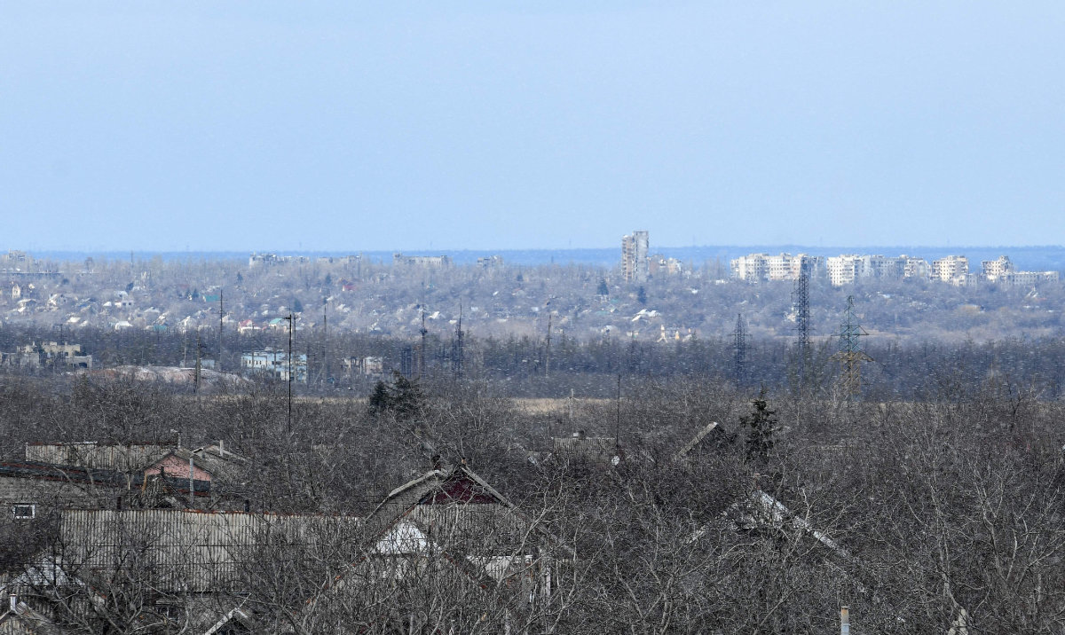 A view of the town of Avdiivka in the Russian-controlled part of the Donetsk region on February 19, 2024. (AFP)