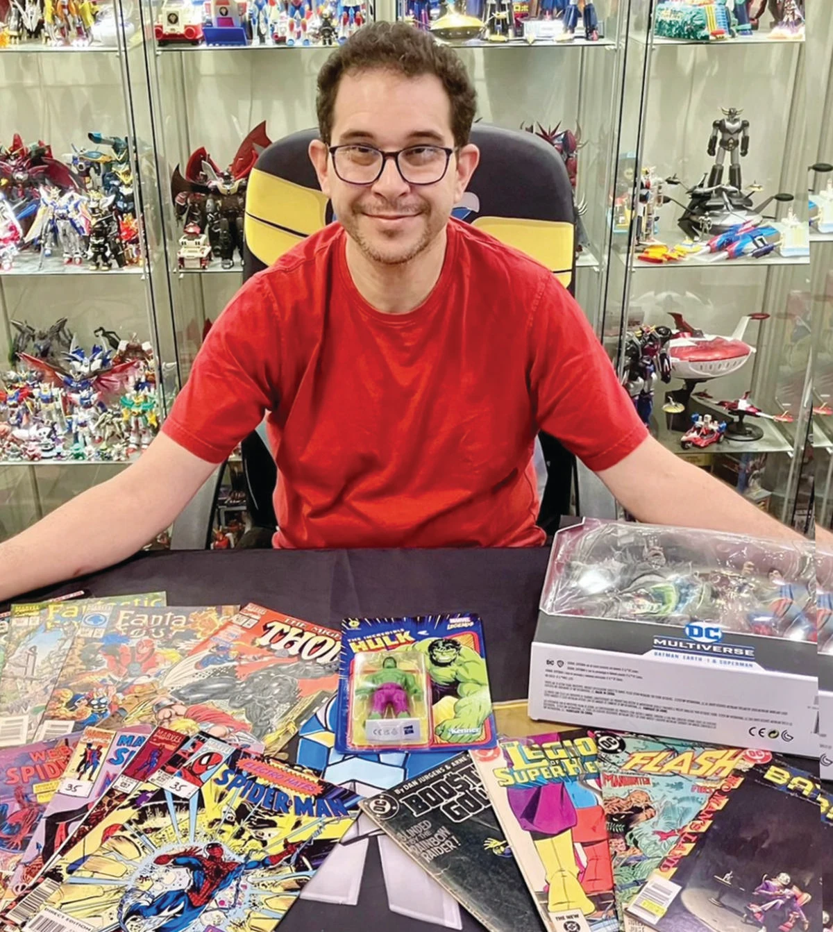 Talal Tayeb owns one of the biggest action figure and toy collections in Saudi Arabia with more than 3,000 pieces including figurines, comics, limited-edition board games, and trading cards. (Supplied)