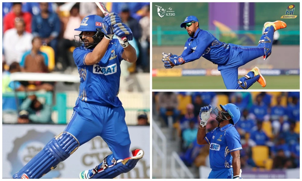 MI Emirates continued their sparkling run of form on Sunday and proved why they are everyone’s favorites for the International League T20 title by notching up a resounding 30-run win over the Desert Vipers. (X/@MIEmirates)