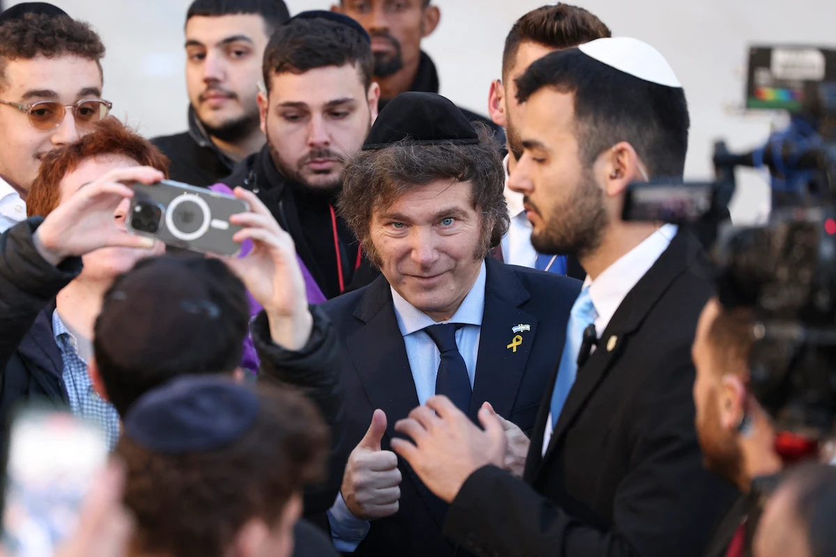 Argentina's President Javier Milei looks on during a visit to the Western Wall in Jerusalem's Old City. (File/AFP)