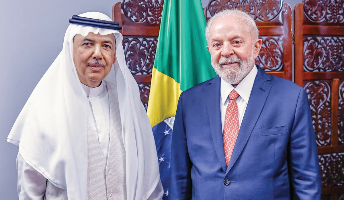 Saudi Ambassador Faisal Ghulam meets Brazilian President Luiz Inacio Lula da Silva in Brasília. (Supplied)