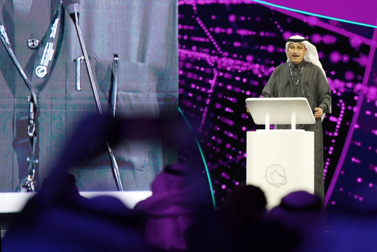 Minister of Transport and Logistics Services Saleh Al-Jasser speaking at the Global Smart City Forum. AN