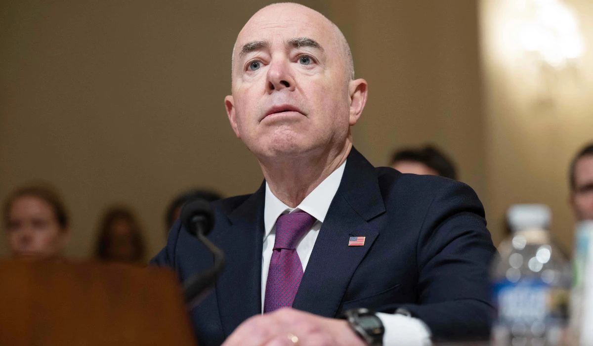 Homeland Security Secretary Alejandro Mayorkas testifies during a House Committee on Homeland Security Hearing on Worldwide Threats to the Homeland on Capitol Hill in Washington, DC, November 15, 2023. (AFP)