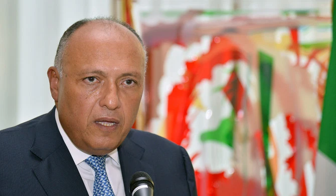 Egypt’s Foreign Minister Sameh Shoukry on Wednesday spoke to Jean-Yves Le Drian, the French president’s special envoy to Lebanon, about the Lebanese presidential vacancy crisis. (AFP/File)