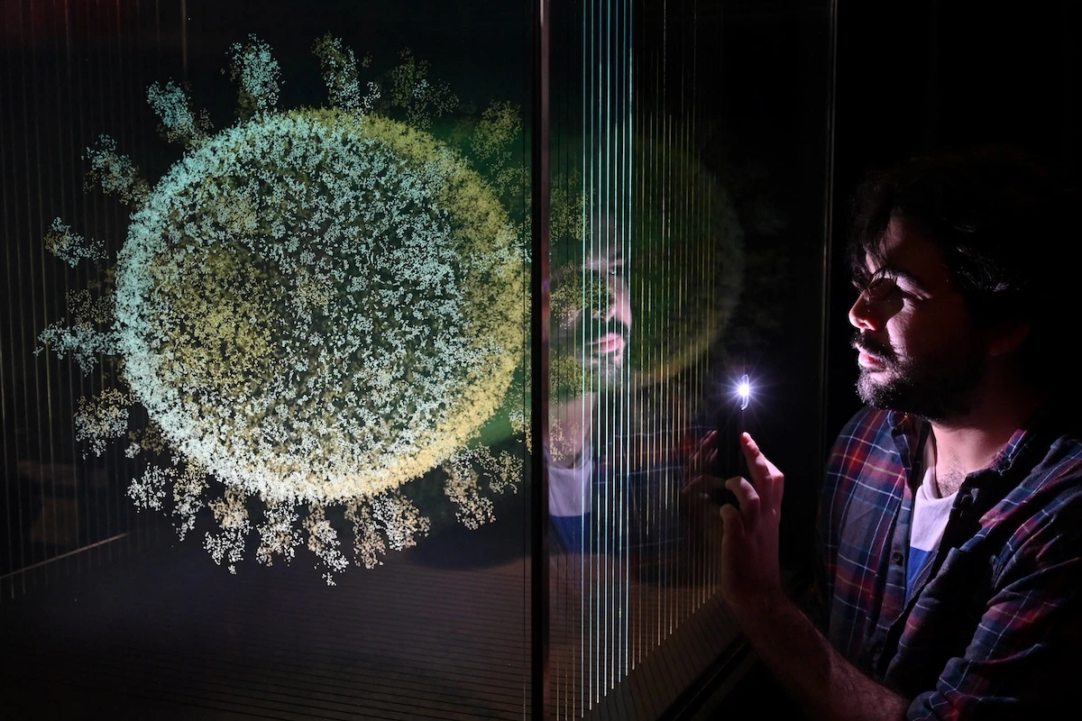 "Injecting Hope: The race for a COVID-19 vaccine" exhibition at the Science Museum in London. (File/AFP)