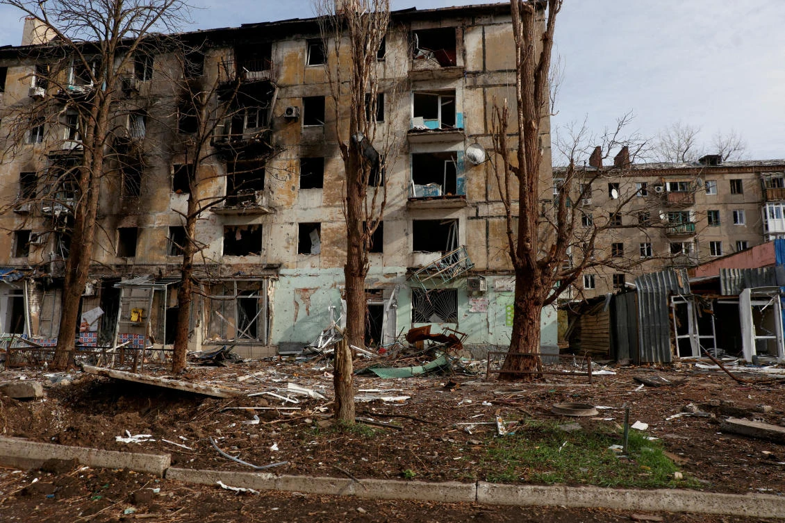 A view shows residential buildings heavily damaged by permanent Russian military strikes in the front line town of Avdiivka in Donetsk region on Nov. 8, 2023. (Reuters/File)