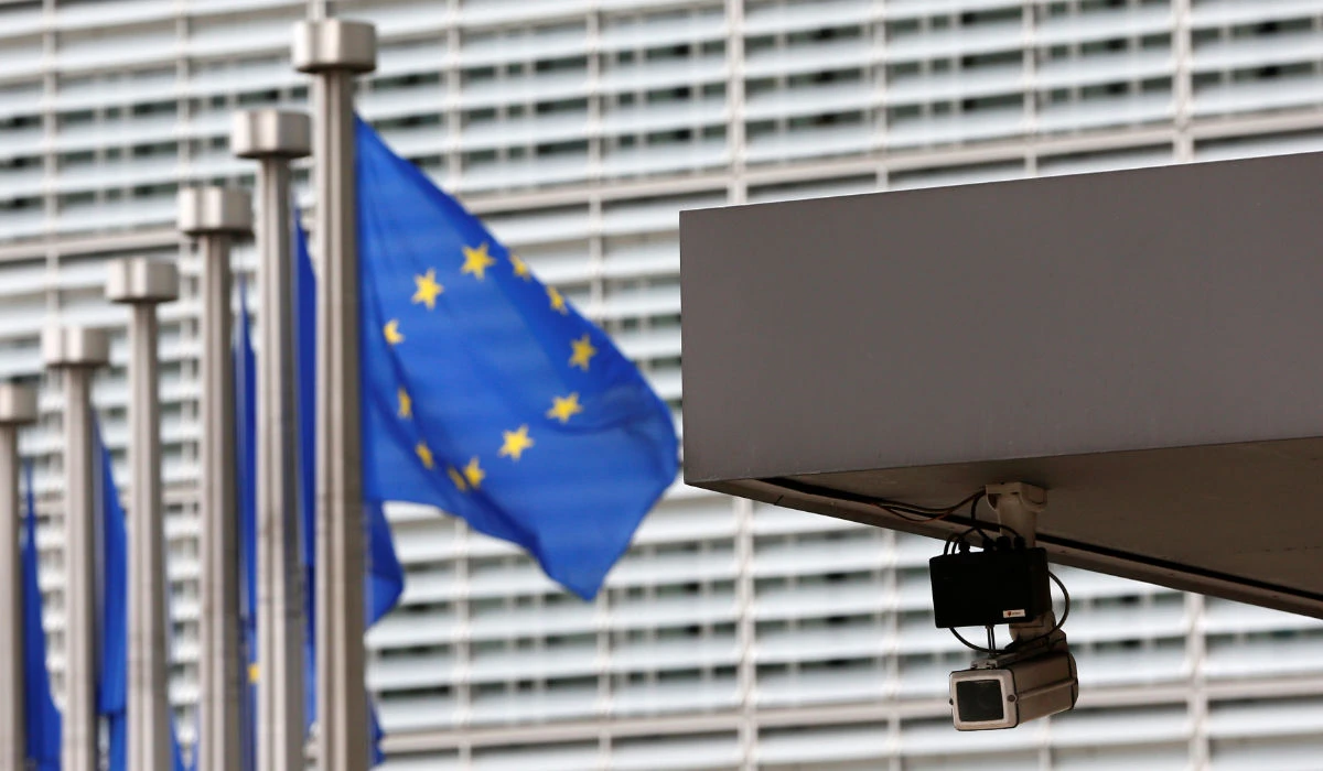 Main entrance of the European Union Commission headquarters in Brussels. (REUTERS)