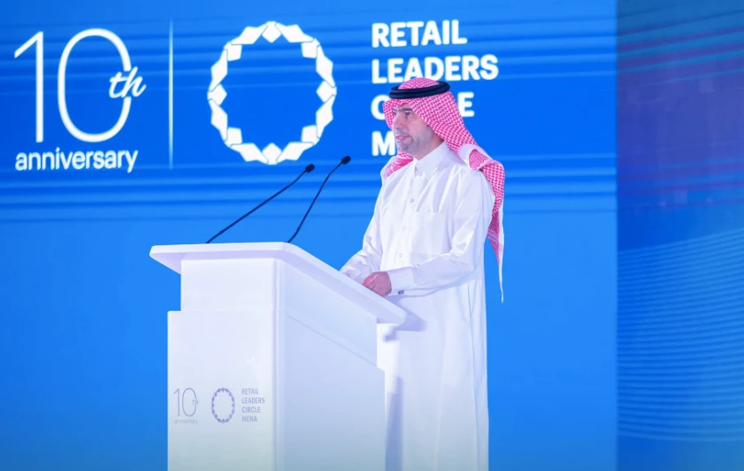 Majed Al-Hogail, the minister of municipal and rural affairs and housing, speaking at the 10th Retail Leaders Circle MENA Summit in Riyadh. X/@saudimomrah