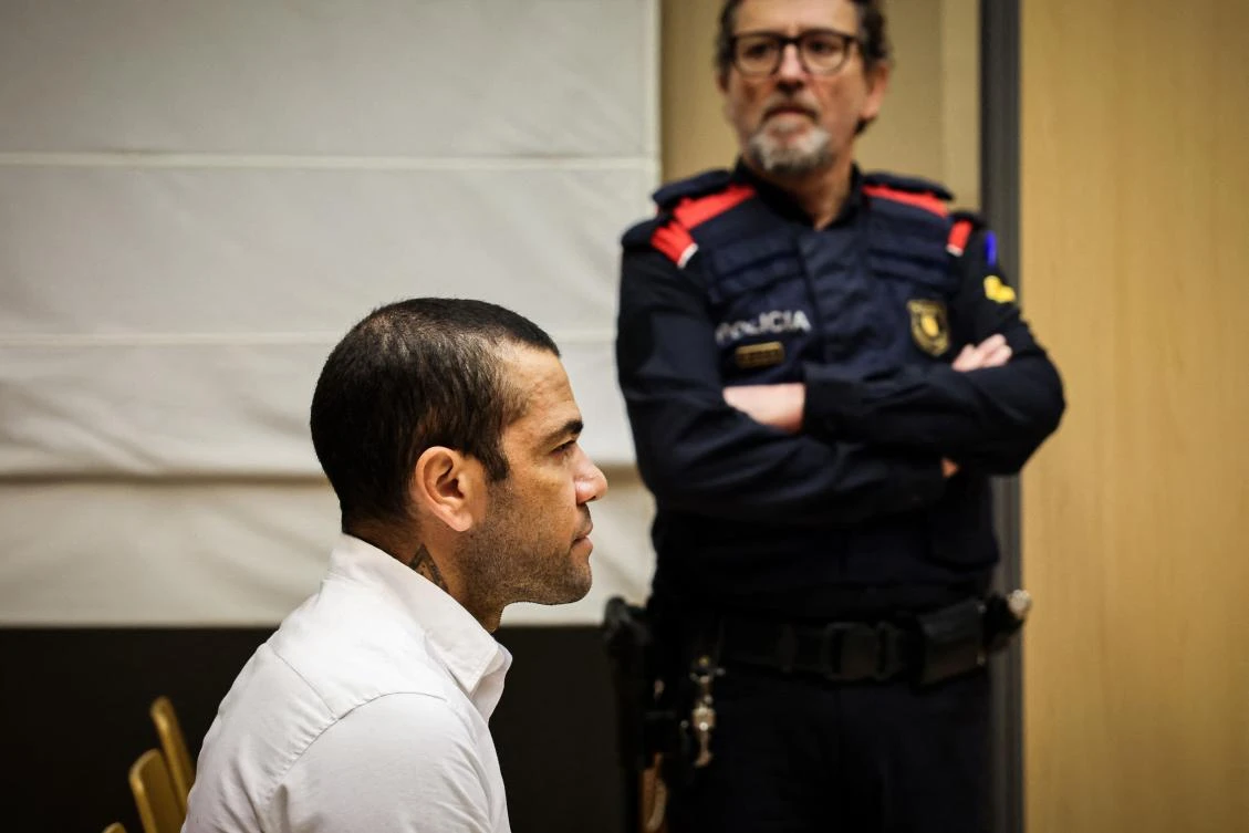 Ex-Brazil star Dani Alves has been sentenced to 4.5 years in jail for rape, Barcelona’s court announced on Feb. 22, 2024. (AFP)
