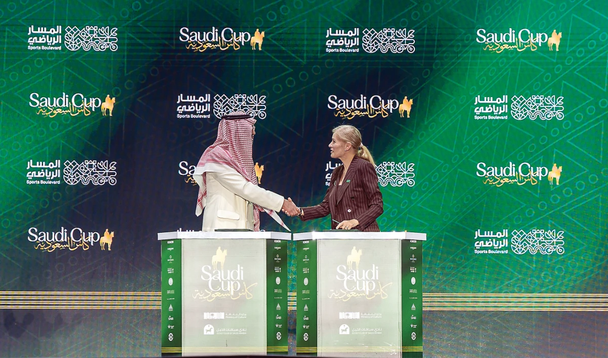 Ziad Al-Mogren, CEO of the Jockey Club of Saudi Arabia, and Jayne McGivern, CEO of Sports Boulevard Foundation.