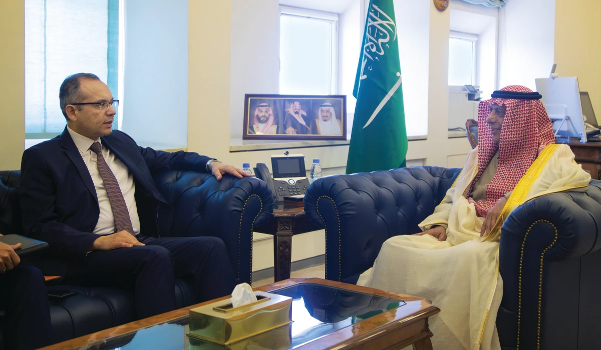 Abdulrahman Al-Rassi holds talks with Hichem Fourati in Riyadh. (Supplied)