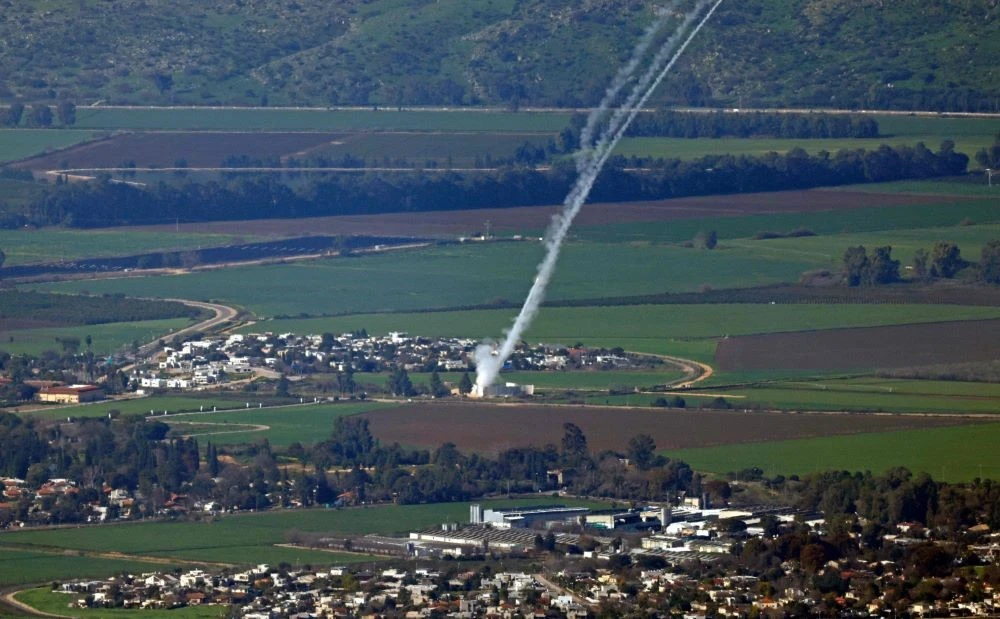 Israel’s Iron Dome missile defense system intercepts rockets fired from Lebanon, over northern Israel, Feb. 28, 2024. (AFP)